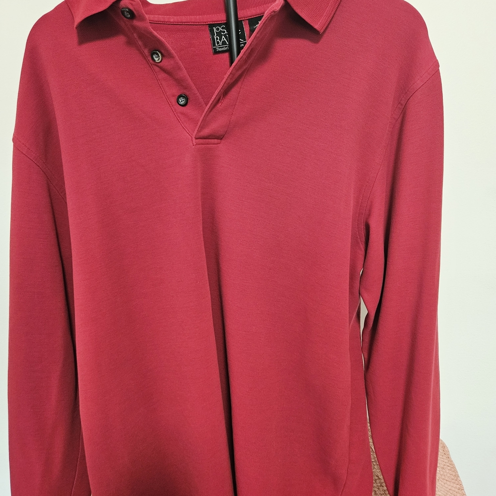 Jos A Banks Men's Red Long Sleeve Shirt